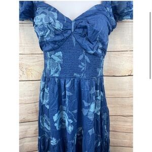 Free People Sundrenched Blue Floral Maxi Dress